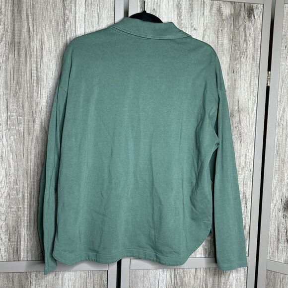 Garnet Hill Organic Cotton Top Heavyweight Long Sleeves Collared Size L - Picture 6 of 6